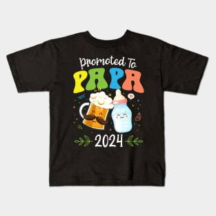 Promoted to Papa 2024 New Dad Gift for Men Father's Day Kids T-Shirt